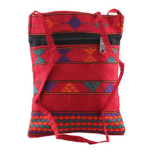 Load image into Gallery viewer, Handwoven Poppy-Toned Colorful Sling Bag with Zipper - Audacious Traveler | NOVICA
