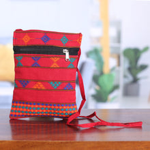 Load image into Gallery viewer, Handwoven Poppy-Toned Colorful Sling Bag with Zipper - Audacious Traveler | NOVICA
