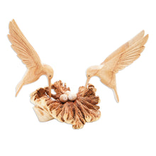 Load image into Gallery viewer, Handmade Wood Hummingbird Sculpture with Mushroom-Like Base - Hummingbird Love | NOVICA
