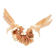 Load image into Gallery viewer, Handmade Wood Hummingbird Sculpture with Mushroom-Like Base - Hummingbird Love | NOVICA
