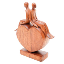 Load image into Gallery viewer, Heart-Shaped Inspirational Suar Wood Sculpture from Bali - Best of Friendship | NOVICA
