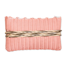 Load image into Gallery viewer, Hand-Woven Recycled Vinyl Cord Cosmetic Bag in Peach Hue - Peachy Keen | NOVICA
