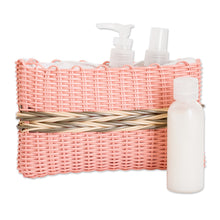 Load image into Gallery viewer, Hand-Woven Recycled Vinyl Cord Cosmetic Bag in Peach Hue - Peachy Keen | NOVICA
