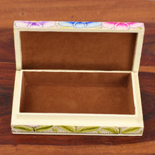 Load image into Gallery viewer, Floral Leaf Bird-Themed Papier Mache on Wood Decorative Box - Blooming Kashmir | NOVICA
