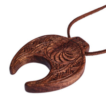 Load image into Gallery viewer, Hand-Carved Cultural Walnut Wood Pendant Necklace - Classic Talisman | NOVICA
