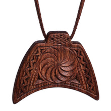 Load image into Gallery viewer, Traditional Geometric Walnut Wood Pendant Necklace - Infinity Talisman | NOVICA
