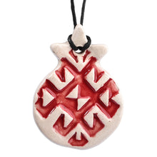 Load image into Gallery viewer, Hand-Painted Pomegranate-Shaped Ceramic Pendant Necklace - Pomegranate Bloom | NOVICA
