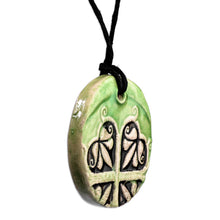 Load image into Gallery viewer, Hand-Painted Classic Leafy Green Ceramic Pendant Necklace - Vital Blossom | NOVICA
