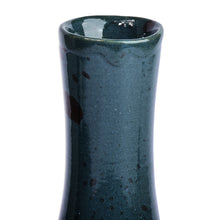 Load image into Gallery viewer, Hand-Painted Glazed Splatter Ceramic Vase in Teal and Brown - Tranquil Teal | NOVICA
