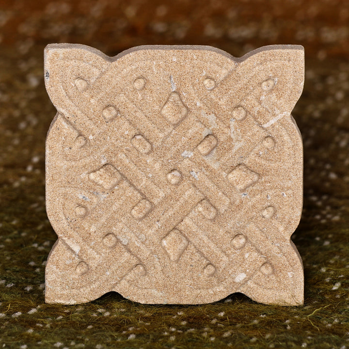 Hand-Carved Traditional Patterned Felsite Stone Magnet - Everlasting Bonds | NOVICA