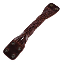 Load image into Gallery viewer, Leather Wristband Bracelet with Braided Strands in Brown - Braided Radiance | NOVICA
