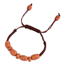 Load image into Gallery viewer, Terracotta Beaded Pendant Bracelet with Brown Macrame Cord - Natural Delight | NOVICA
