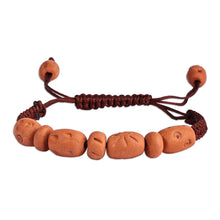 Load image into Gallery viewer, Terracotta Beaded Pendant Bracelet with Brown Macrame Cord - Natural Delight | NOVICA
