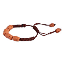 Load image into Gallery viewer, Terracotta Beaded Pendant Bracelet with Brown Macrame Cord - Natural Delight | NOVICA
