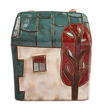 Load image into Gallery viewer, Turquoise and Ivory Ceramic House Napkin Holder (Medium) - Peaceful Home | NOVICA
