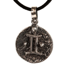 Load image into Gallery viewer, Sterling Silver Gemini Pendant Necklace with Adjustable Cord - Gorgeous Gemini | NOVICA
