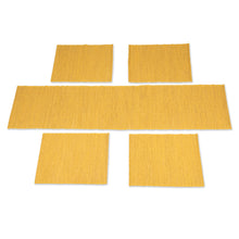 Load image into Gallery viewer, Yellow Cotton Blend Table Runner and Placemats (5 Pieces) - Yellow Aroma | NOVICA

