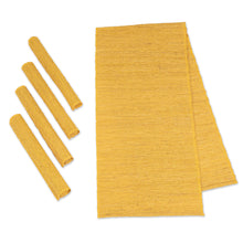 Load image into Gallery viewer, Yellow Cotton Blend Table Runner and Placemats (5 Pieces) - Yellow Aroma | NOVICA
