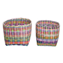 Load image into Gallery viewer, Set of 2 Handcrafted Colorful Recycled Plastic Baskets - Eco-Joy | NOVICA
