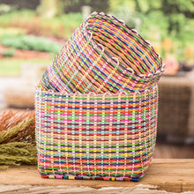 Load image into Gallery viewer, Set of 2 Handcrafted Colorful Recycled Plastic Baskets - Eco-Joy | NOVICA
