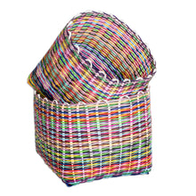 Load image into Gallery viewer, Set of 2 Handcrafted Colorful Recycled Plastic Baskets - Eco-Joy | NOVICA
