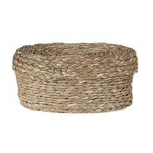 Load image into Gallery viewer, Handwoven Minimalist Round Natural Sabai Grass Fiber Basket - Rural Minimalism | NOVICA
