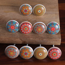 Load image into Gallery viewer, 10 Hand-Painted Ceramic Knobs with Moroccan-Style Designs - Moroccan Style | NOVICA
