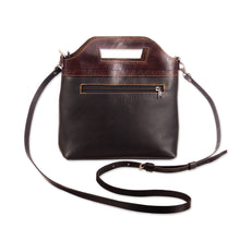 Load image into Gallery viewer, Leather Sling Handle Bag with Wool Accent Removable Strap - Flowing Elegance | NOVICA
