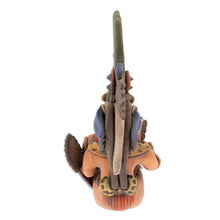 Load image into Gallery viewer, Hand-Painted Folk Art Jaguar Warrior Ceramic Sculpture - Jaguar Hero | NOVICA
