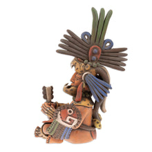 Load image into Gallery viewer, Hand-Painted Folk Art Jaguar Warrior Ceramic Sculpture - Jaguar Hero | NOVICA
