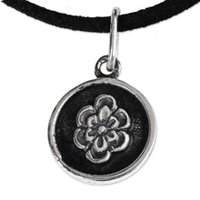 Load image into Gallery viewer, Oxidized Round Floral Sterling Silver Pendant Necklace - Blooming Girl | NOVICA
