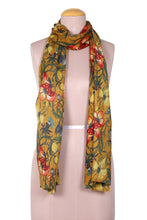 Load image into Gallery viewer, Floral Wool and Silk Blend Shawl in a Honey Base Hue - Blooming Sunshine | NOVICA
