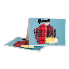 Load image into Gallery viewer, Pair of Blue Greeting Cards with Hand-Woven Cotton Accents - Maya Beauty | NOVICA

