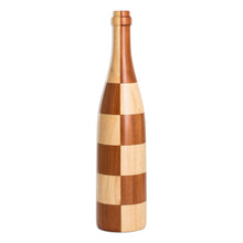 Load image into Gallery viewer, Bottle-Shaped Mahogany and Palo Blanco Wood Decorative Vase - Sylvan Elegance | NOVICA
