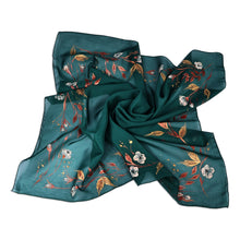 Load image into Gallery viewer, Leafy and Floral Hand-Painted Soft Green Silk Scarf - Harmonious Season | NOVICA
