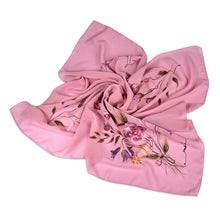 Load image into Gallery viewer, Floral Hand-Painted 100% Silk Scarf in a Pink Base Hue - Primaveral Tenderness | NOVICA
