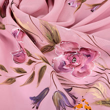 Load image into Gallery viewer, Floral Hand-Painted 100% Silk Scarf in a Pink Base Hue - Primaveral Tenderness | NOVICA
