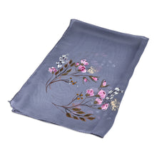 Load image into Gallery viewer, Hand-Painted Floral-Themed Soft Grey 100% Silk Scarf - Serene Blooming | NOVICA
