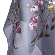 Load image into Gallery viewer, Hand-Painted Floral-Themed Soft Grey 100% Silk Scarf - Serene Blooming | NOVICA
