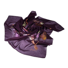 Load image into Gallery viewer, Hand-Painted Floral-Themed Soft Purple 100% Silk Scarf - Luxurious Blooming | NOVICA
