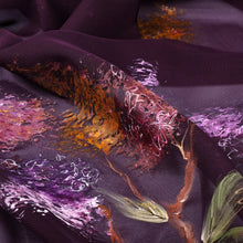 Load image into Gallery viewer, Hand-Painted Floral-Themed Soft Purple 100% Silk Scarf - Luxurious Blooming | NOVICA
