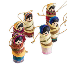 Load image into Gallery viewer, Handcrafted Worry Doll Wood and Cotton Ornaments (Set of 12) - In the Village | NOVICA
