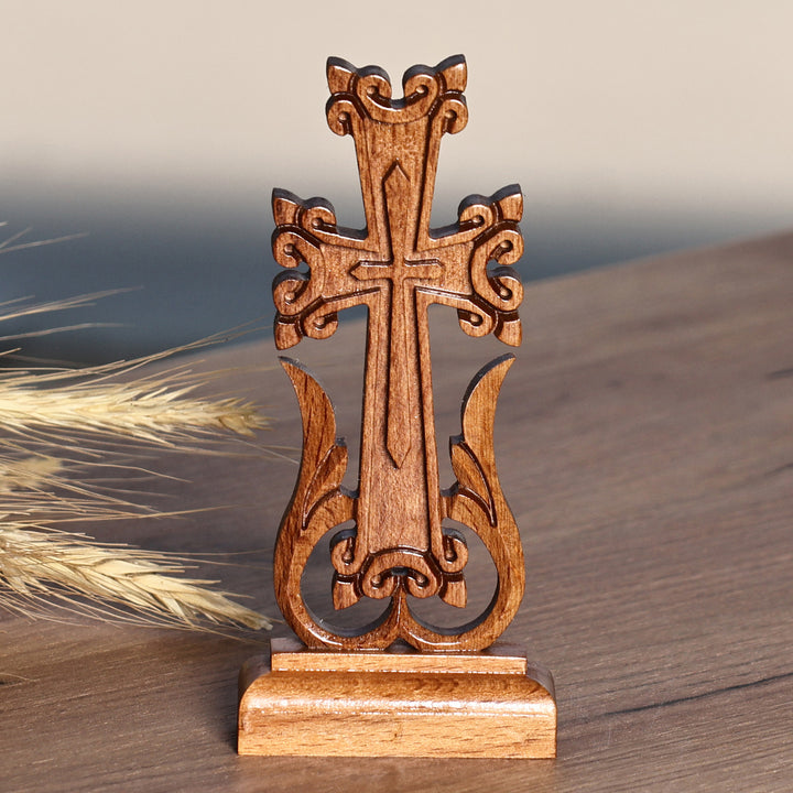 Classic Hand-Carved Light Brown Beech Wood Cross - Sylvan Holiness | NOVICA