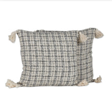 Load image into Gallery viewer, Pair of Tattersall Ivory Cotton Blend Cushion Covers - Ivory Appeal | NOVICA
