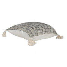 Load image into Gallery viewer, Pair of Tattersall Ivory Cotton Blend Cushion Covers - Ivory Appeal | NOVICA
