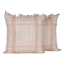 Load image into Gallery viewer, Peach and Vanilla Fringed Cotton Cushion Covers (Pair) - Passionate Peach | NOVICA
