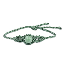 Load image into Gallery viewer, Handmade Turquoise Cotton and Jade Macrame Pendant Bracelet - Goddess of Vitality | NOVICA
