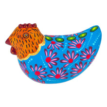 Load image into Gallery viewer, Mexican Hand-Painted Blue Orange Hen Wood Alebrije Figurine - Blue Hen | NOVICA
