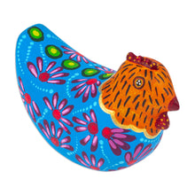 Load image into Gallery viewer, Mexican Hand-Painted Blue Orange Hen Wood Alebrije Figurine - Blue Hen | NOVICA

