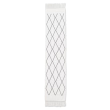 Load image into Gallery viewer, Handwoven White Cotton Table Runner with Diamond Pattern - White Diamond Paths | NOVICA
